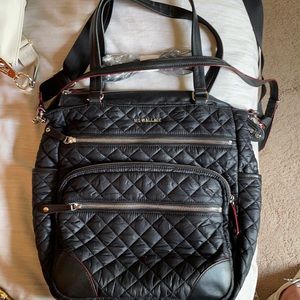 MZ WALLACE CROSBY TOTE BLACK WITH SILVER HARDWARE